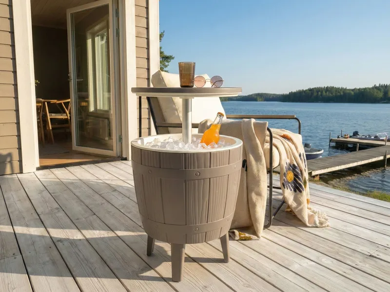 Kylbar/Barbord utomhus Silg 49 cm - beige/grå/vit - Utemöbler - Utebord & trädgårdsbord - Barbord utomhus