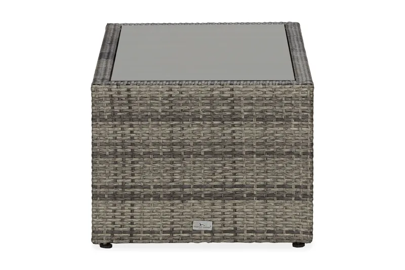 Bahamas Loungbord och Soffbord med hylla Utomhus 113 cm Konstrotting Glas - Grå - Utemöbler - Utebord & trädgårdsbord - Loungebord & soffbord utomhus