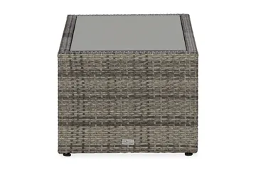 Bahamas Loungbord och Soffbord med hylla Utomhus 113 cm Konstrotting Glas - Grå - Utemöbler - Utebord & trädgårdsbord - Loungebord & soffbord utomhus