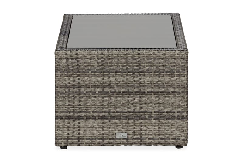 Bahamas Loungbord och Soffbord med hylla Utomhus 113 cm Konstrotting Glas - Grå - Utemöbler - Utebord & trädgårdsbord - Loungebord & soffbord utomhus