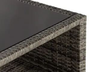 Bahamas Loungbord och Soffbord med hylla Utomhus 113 cm Konstrotting Glas - Grå - Utemöbler - Utebord & trädgårdsbord - Loungebord & soffbord utomhus