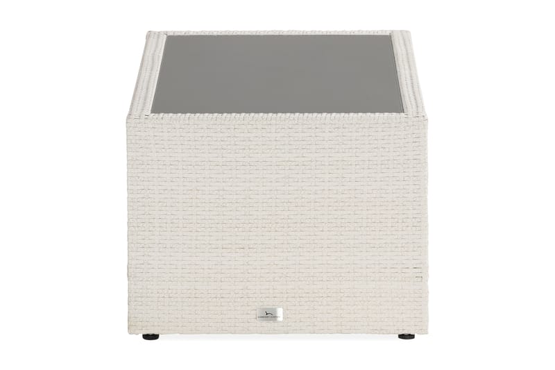 Bahamas Loungbord och Soffbord med hylla Utomhus 113 cm Konstrotting Glas - Vit - Utemöbler - Utebord & trädgårdsbord - Loungebord & soffbord utomhus