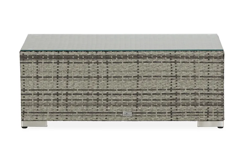 Bahamas Loungbord och Soffbord Utomhus 113 cm Konstrotting Glas - Grå - Utemöbler - Utebord & trädgårdsbord - Loungebord & soffbord utomhus