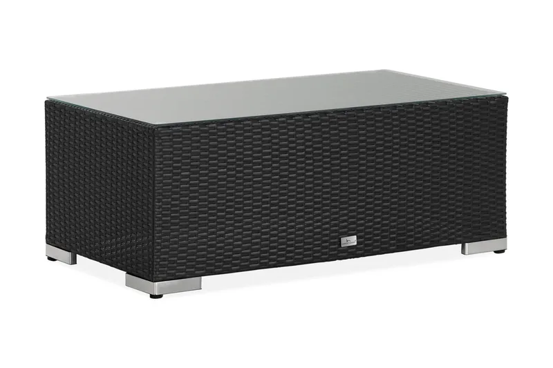 Bahamas Loungbord och Soffbord Utomhus 113 cm Konstrotting Glas, Svart