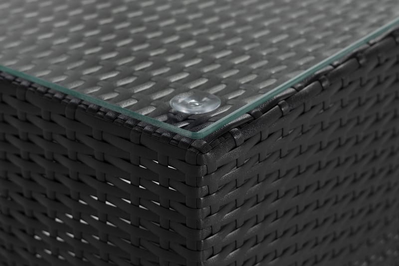 Bahamas Loungbord och Soffbord Utomhus 113 cm Konstrotting Glas - Svart - Utemöbler - Utebord & trädgårdsbord - Loungebord & soffbord utomhus