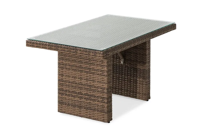 Bahamas Loungebord och Soffbord Utomhus 100 cm Konstrotting Glas, Sand