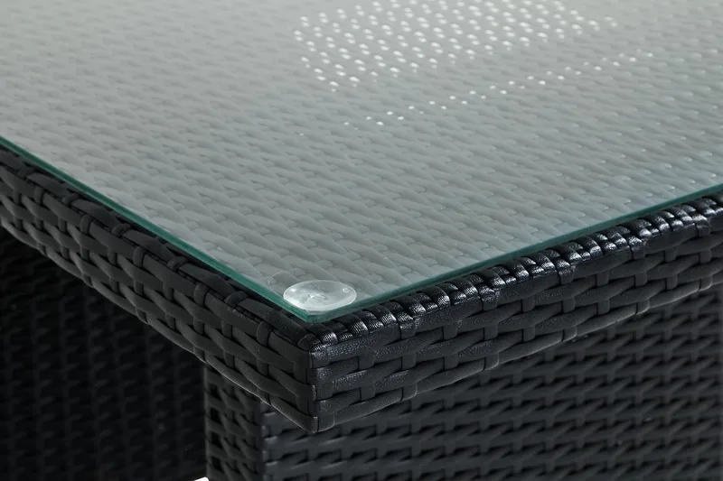 Bahamas Loungebord och Soffbord Utomhus 100 cm Konstrotting Glas - Svart - Utemöbler - Utebord & trädgårdsbord - Loungebord & soffbord utomhus