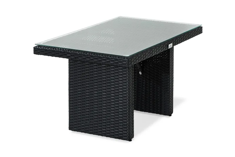Bahamas Loungebord och Soffbord Utomhus 100 cm Konstrotting Glas, Svart