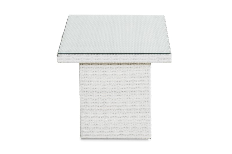 Bahamas Loungebord och Soffbord Utomhus 100 cm Konstrotting Glas - Vit - Utemöbler - Utebord & trädgårdsbord - Loungebord & soffbord utomhus