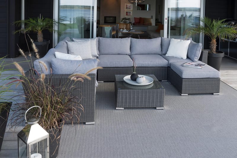 Hillerstorp Madison Soffbord och Loungebord Utomhus 64 cm Konstrotting Glas - Svart - Utemöbler - Utebord & trädgårdsbord - Loungebord & soffbord utomhus