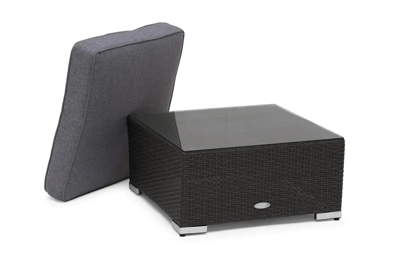 Hillerstorp Madison Soffbord och Loungebord Utomhus 64 cm Konstrotting Glas - Svart - Utemöbler - Utebord & trädgårdsbord - Loungebord & soffbord utomhus