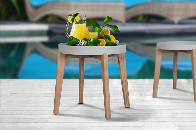 Sidobord SANDSTONE D51xH45cm brunaktig polystone - Brun/Grå - Loungebord & soffbord utomhus - Balkongbord