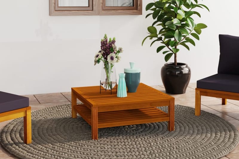 Soffbord 65x65x35 cm massivt akaciaträ - Brun - Utemöbler - Utebord & trädgårdsbord - Loungebord & soffbord utomhus