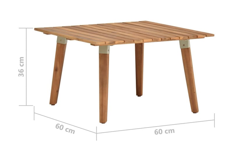 Trädgårdsbord 60x60x36 cm massivt akaciaträ - Vit - Loungebord & soffbord utomhus - Balkongbord
