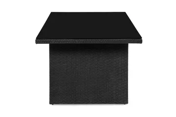 Majestic Matbord Utomhus 210x100 cm – Utebord i konstrotting med bordsskiva i Glas för Trädgård och Altan - Svart - Utemöbler - Utebord & trädgårdsbord - Matbord utomhus