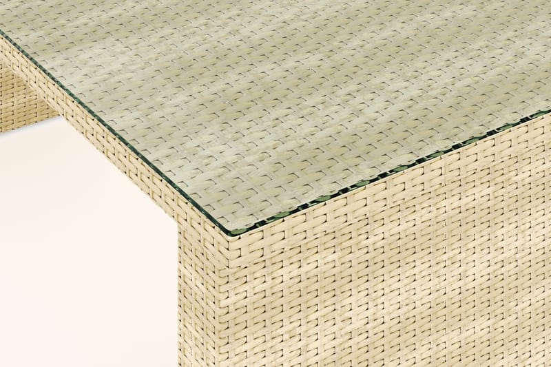 Majestic Rektangulärt Matbord Utomhus i konstrotting 210x100 cm med glasskiva - Beige / Transparent / Grå - Utemöbler - Utebord & trädgårdsbord - Matbord utomhus