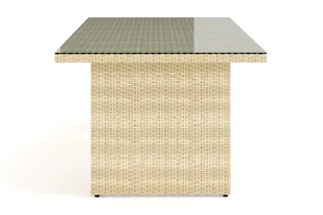 Majestic Rektangulärt Matbord Utomhus i konstrotting 210x100 cm med glasskiva - Beige / Transparent / Grå - Utemöbler - Utebord & trädgårdsbord - Matbord utomhus