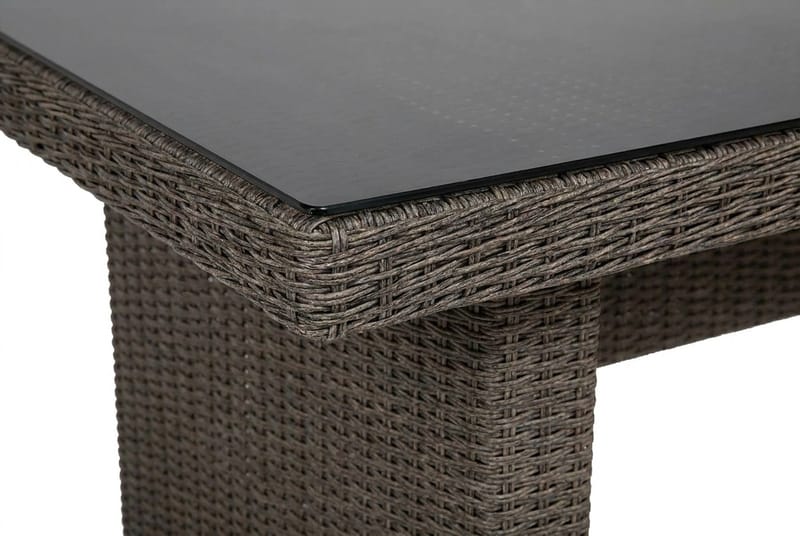 Marcus Rektangulärt Matbord utomhus 160x90 cm i konstrotting med glasskiva - Grå - Utemöbler - Utebord & trädgårdsbord - Matbord utomhus
