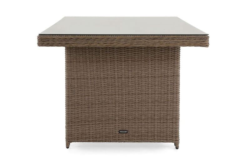 Marcus Rektangulärt Matbord utomhus 160x90 cm i konstrotting med glasskiva - Natur / Beige - Utemöbler - Utebord & trädgårdsbord - Matbord utomhus
