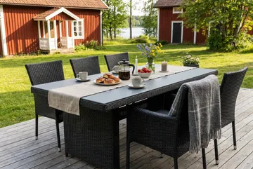 Marcus Rektangulärt Matbord utomhus 160x90 cm i konstrotting med glasskiva - Svart - Utemöbler - Utebord & trädgårdsbord - Matbord utomhus