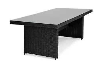 Marcus Rektangulärt Matbord utomhus 160x90 cm i konstrotting med glasskiva - Svart - Utemöbler - Utebord & trädgårdsbord - Matbord utomhus