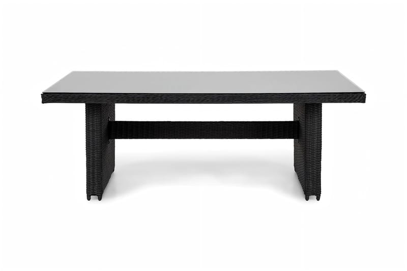 Marcus Rektangulärt Matbord utomhus 160x90 cm i konstrotting med glasskiva - Svart - Utemöbler - Utebord & trädgårdsbord - Matbord utomhus