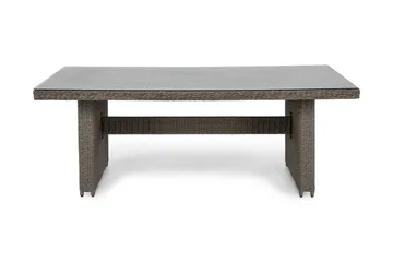 Marcus Stort Matbord Utomhus 200x100 cm – Utebord i konstrotting med glasskiva för Uteplats och Trädgård