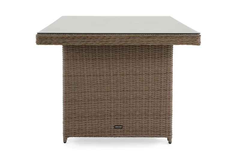 Marcus Stort Matbord Utomhus 200x100 cm – Utebord i konstrotting med glasskiva för Uteplats och Trädgård - Natur Trä - Utemöbler - Utebord & trädgårdsbord - Matbord utomhus