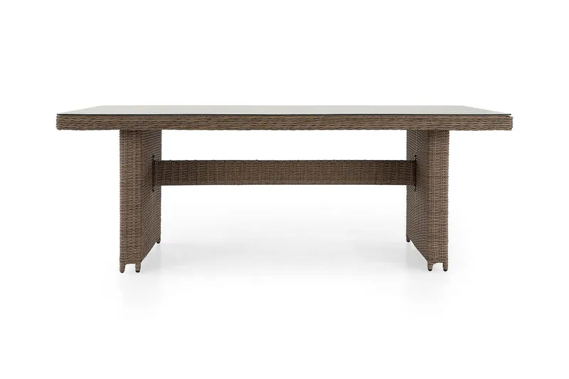 Marcus Stort Matbord Utomhus 200x100 cm – Utebord i konstrotting med glasskiva för Uteplats och Trädgård - Natur Trä - Utemöbler - Utebord & trädgårdsbord - Matbord utomhus