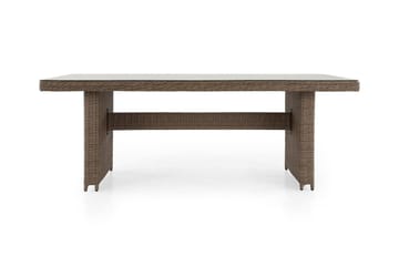 Marcus Stort Matbord Utomhus 200x100 cm – Utebord i konstrotting med glasskiva för Uteplats och Trädgård - Natur Trä - Utemöbler - Utebord & trädgårdsbord - Matbord utomhus