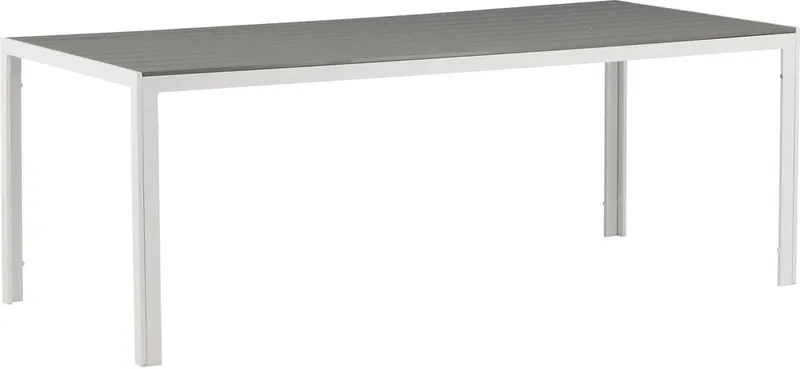 Matbord 205x90 cm | Rektangulärt | Grå polywood & vit aluminium, undefined