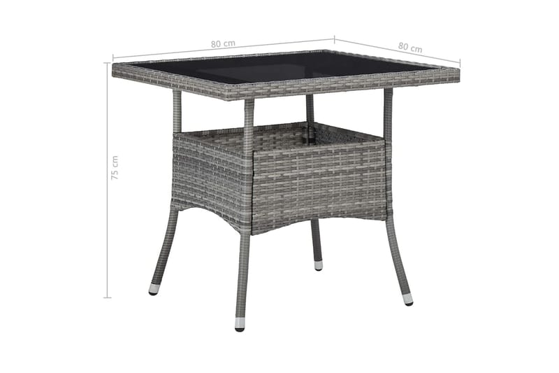 Matbord för trädgård grå konstrotting och glas - Grå - Matbord utomhus