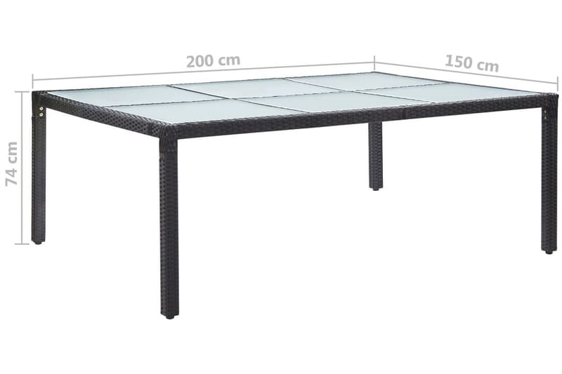 Matbord för trädgården svart 200x150x74 cm konstrotting - Svart - Matbord utomhus