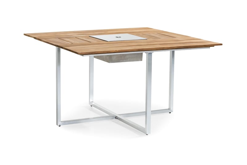 Båstad Matbord 140x140 cm - Teak/Borstad aluminium - Matbord utomhus