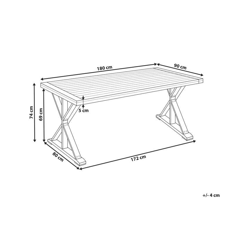 Matbord utomhus Calabritto 90 cm 180 cm Akaciaträ - Brun - Utemöbler - Utebord & trädgårdsbord - Matbord utomhus