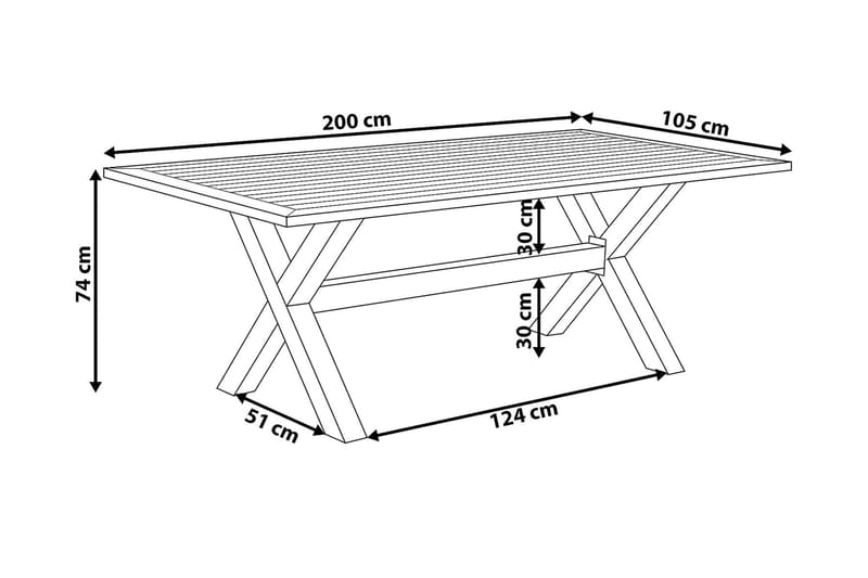 Cascais Trädgårdsbord 200 cm - Grå - Matbord utomhus