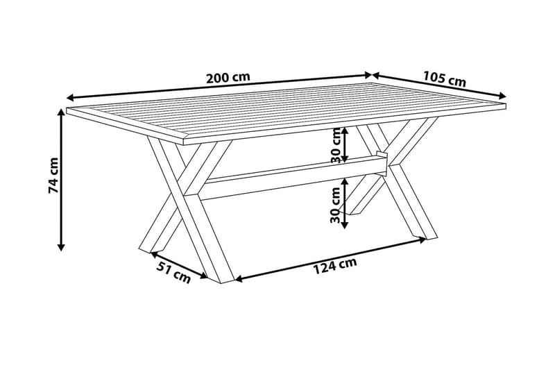 Cascais Trädgårdsbord 200 cm - Grå - Utemöbler - Utebord & trädgårdsbord - Matbord utomhus