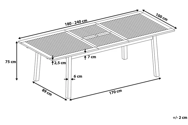 Cesana Trädgårdsbord 240x100 cm - Trä/Natur - Utemöbler - Utebord & trädgårdsbord - Matbord utomhus