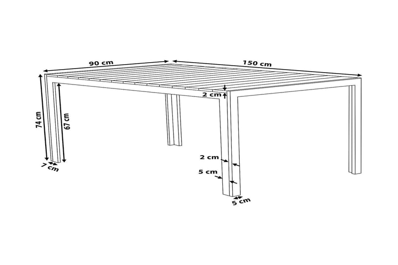 Como Trädgårdsbord 150 cm - Grå - Matbord utomhus