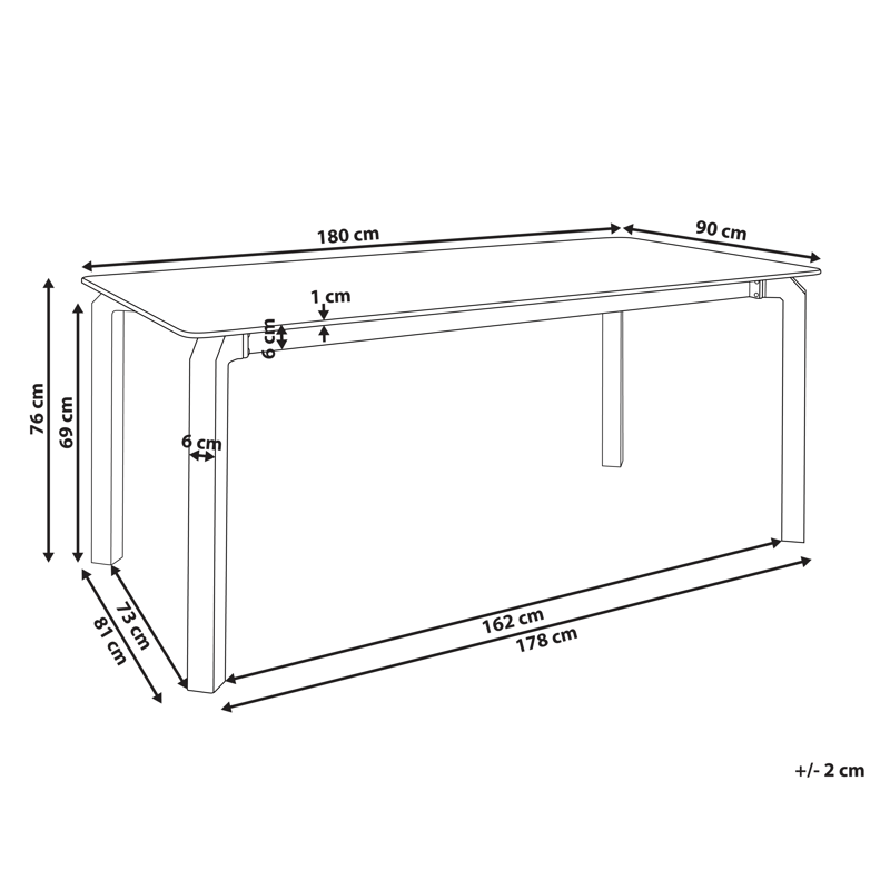 Matbord utomhus Feletto 90x180 cm Sten - Grå/Svart - Utemöbler - Utebord & trädgårdsbord - Matbord utomhus
