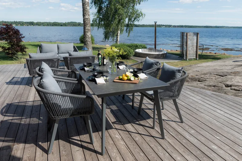 Hillerstorp Hunneslätt Utebord 90X150 Cm - Svart|Grå - Utemöbler - Utebord & trädgårdsbord - Matbord utomhus