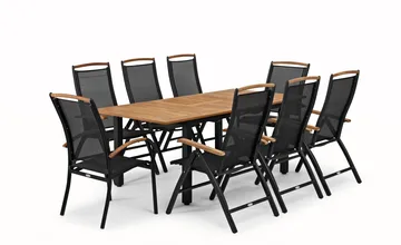 Hillerstorp  Nydala Utebord 150-200 - Svart/Teak - Utemöbler - Utebord & trädgårdsbord - Matbord utomhus