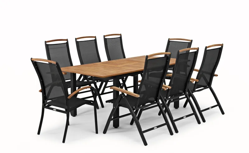 Hillerstorp  Nydala Utebord 150-200 - Svart/Teak - Utemöbler - Utebord & trädgårdsbord - Matbord utomhus