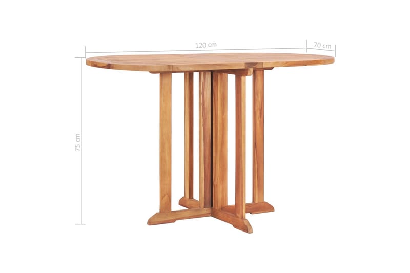Hopfällbart Trädgårdsbord 120x70x75 cm massiv teak - Brun - Utemöbler - Utebord & trädgårdsbord - Matbord utomhus