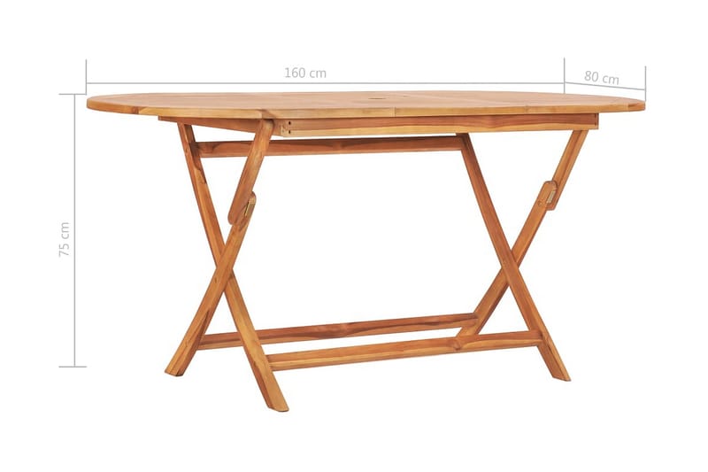 Hopfällbart Trädgårdsbord 160x80x75 cm massivt teakträ - Brun - Utemöbler - Utebord & trädgårdsbord - Matbord utomhus