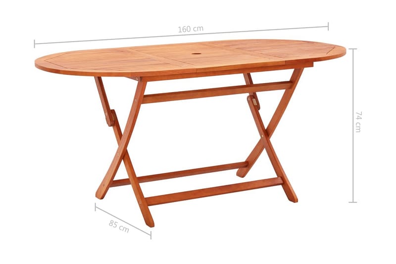 Hopfällbart Trädgårdsbord 160x85x74 cm massivt eukalyptusträ - Brun - Utemöbler - Utebord & trädgårdsbord - Matbord utomhus
