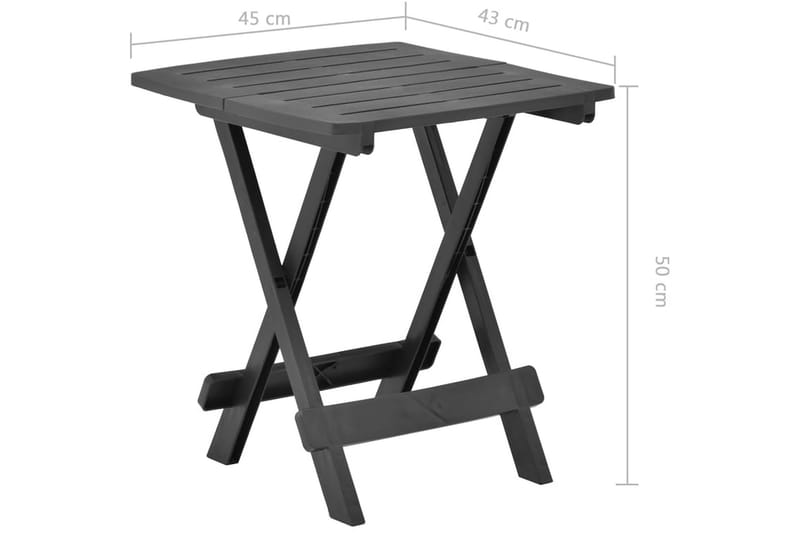 Hopfällbart Trädgårdsbord antracit 45x43x50 cm plast - Grå - Utemöbler - Utebord & trädgårdsbord - Matbord utomhus