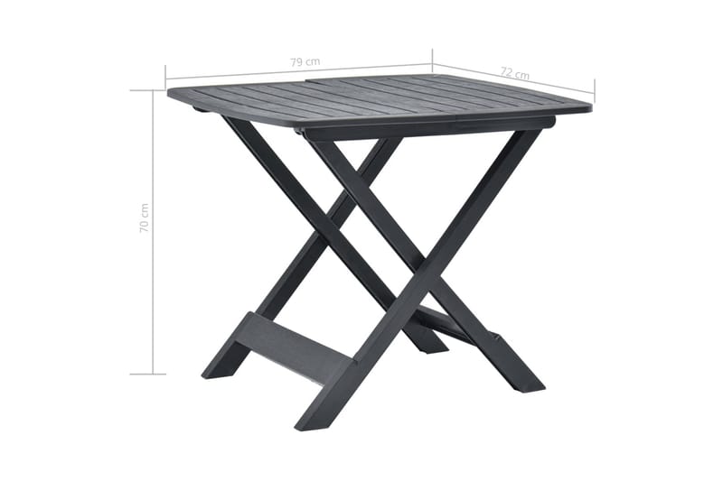 Hopfällbart Trädgårdsbord antracit 79x72x70 cm plast - Grå - Utemöbler - Utebord & trädgårdsbord - Matbord utomhus