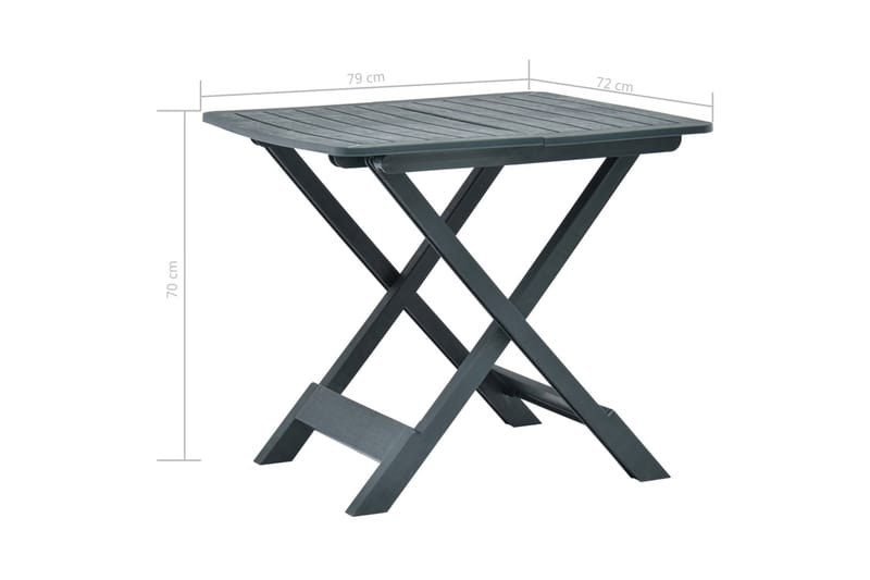 Hopfällbart Trädgårdsbord grön 79x72x70 cm plast - Grön - Utemöbler - Utebord & trädgårdsbord - Matbord utomhus