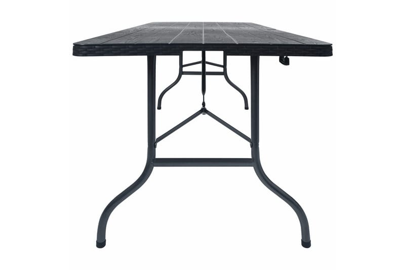 Hopfällbart Trädgårdsbord svart 180x75x72 cm HDPE konstrotti - Svart - Utemöbler - Utebord & trädgårdsbord - Matbord utomhus